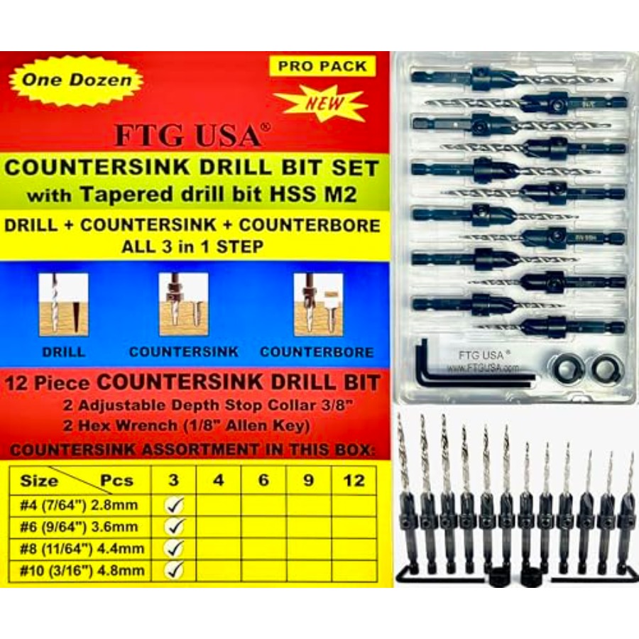 Woodworking Drill Bits - Countersink Drill Bit Set # 7/6