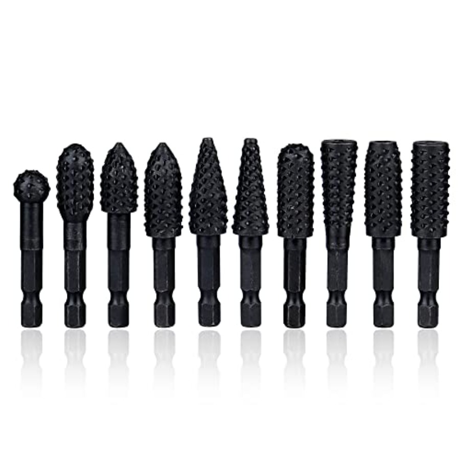 Woodworking Drill Bits - 10 Pieces Rotary Burr Rasp Set,
