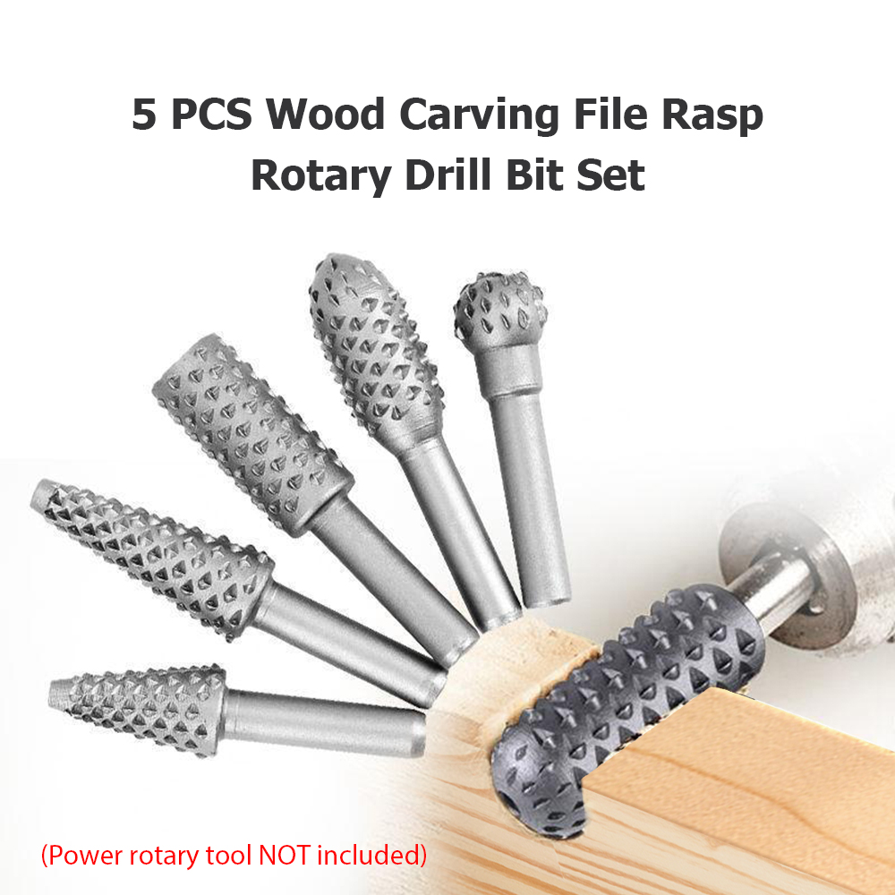 Woodworking Drill Bits - 5pcs Woodworking Rotary File Set, Wood-Plastic