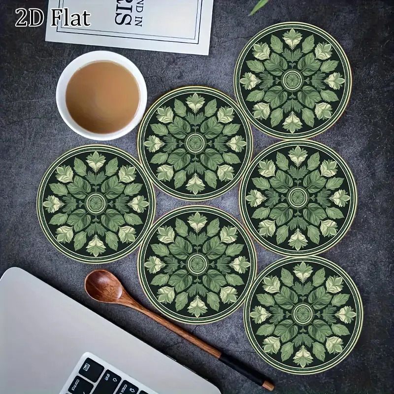Woodworking Veneer - 2D 10CM Retro Elegant Wooden Coasters