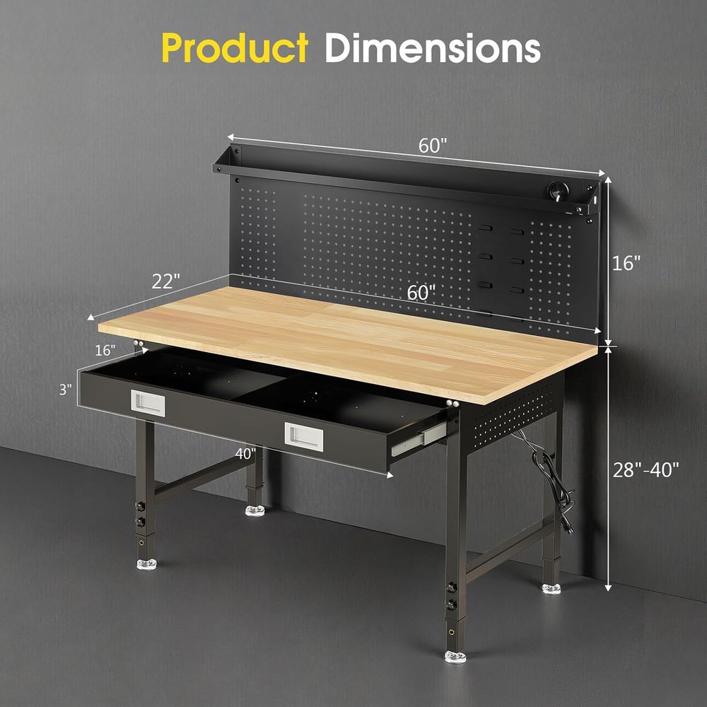 60 Adjustable Workbench with D - مراجعة Woodworking Or Woodworking وسعره