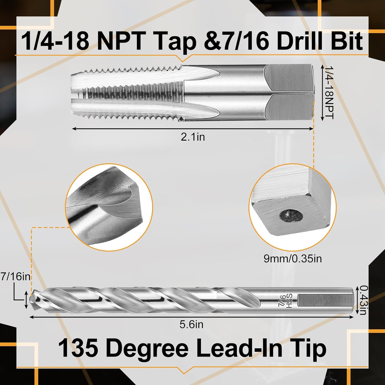 1/4-18 NPT Tap & 7/16 Drill Bi - مراجعة Woodworking Drill Bits وسعره