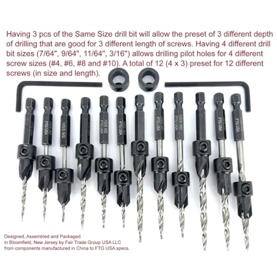 Countersink Drill Bit Set # 7/ - مراجعة Woodworking Drill Bits وسعره