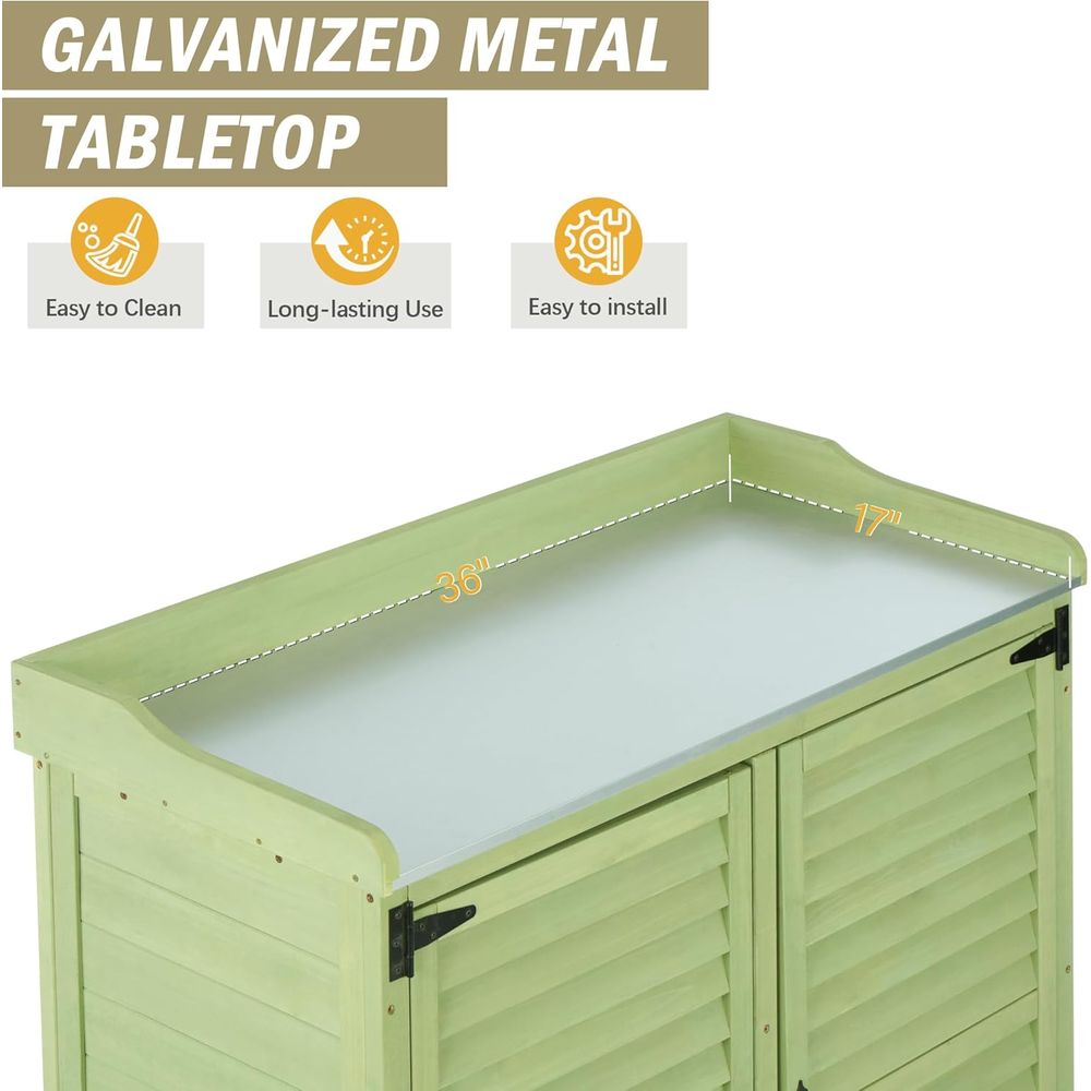 Outdoor Potting Bench with Met - مراجعة Woodworking Or Woodworking وسعره
