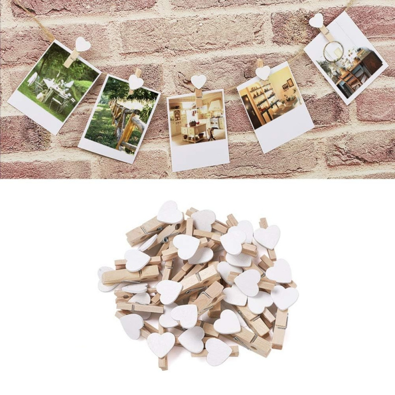 50pcs White Heart Clothespins  - مراجعة Woodworking Z Clips وسعره