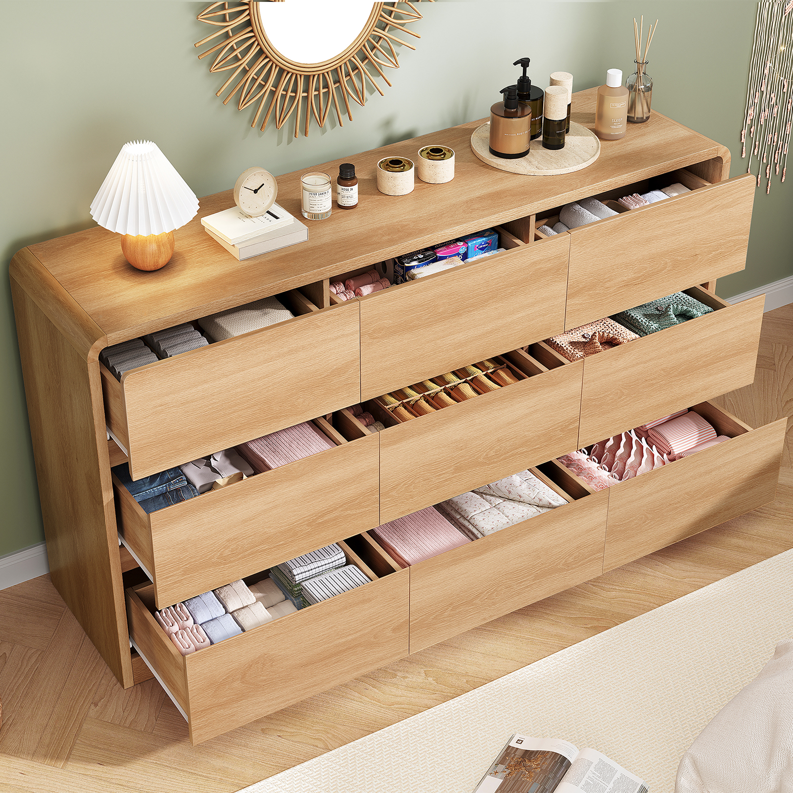 9 Drawer Dresser for Bedroom,  - مراجعة Woodworking Veneer وسعره
