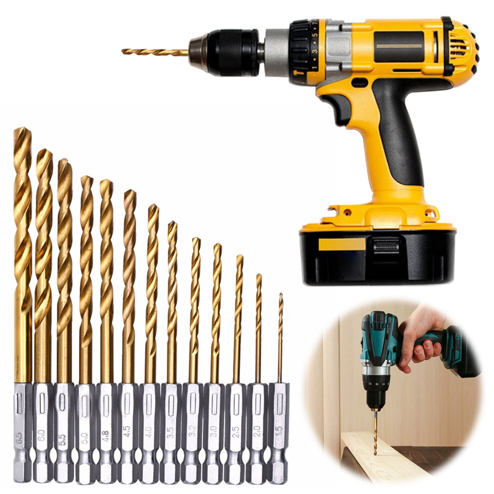 13pcs Titanium Coated Twist Dr - مراجعة Woodworking Drill Bits وسعره