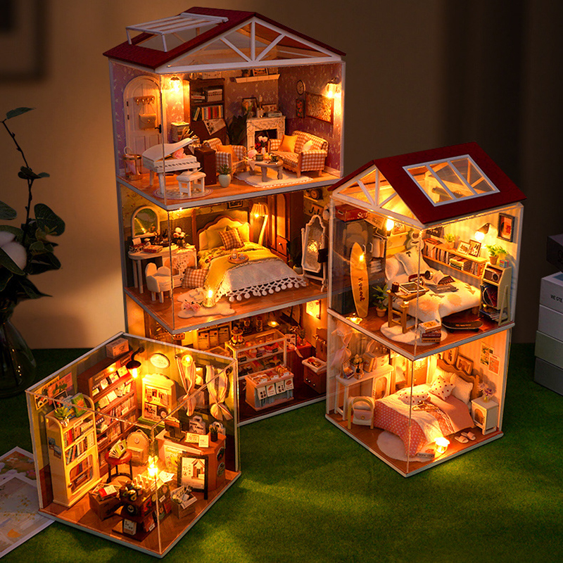 DIY Wooden Dollhouse Mini Bedr - مراجعة Woodworking Veneer وسعره