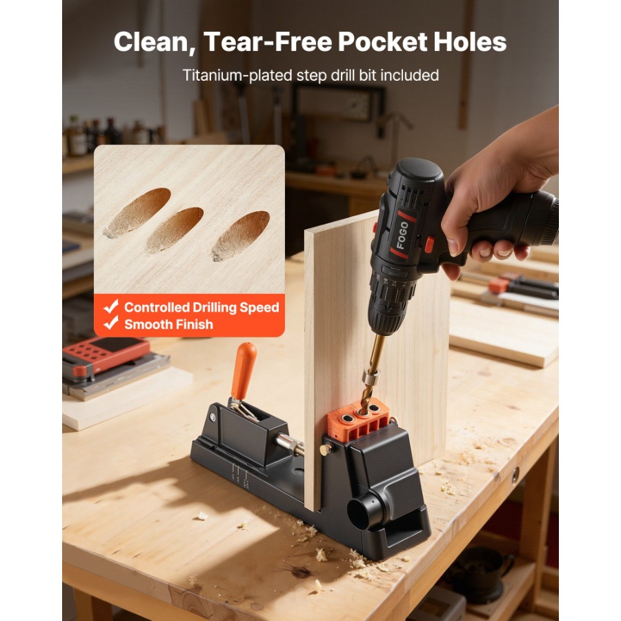Pocket Hole Jig Kit 1/2 to 1-1 - مراجعة Woodworking Drill Bits وسعره